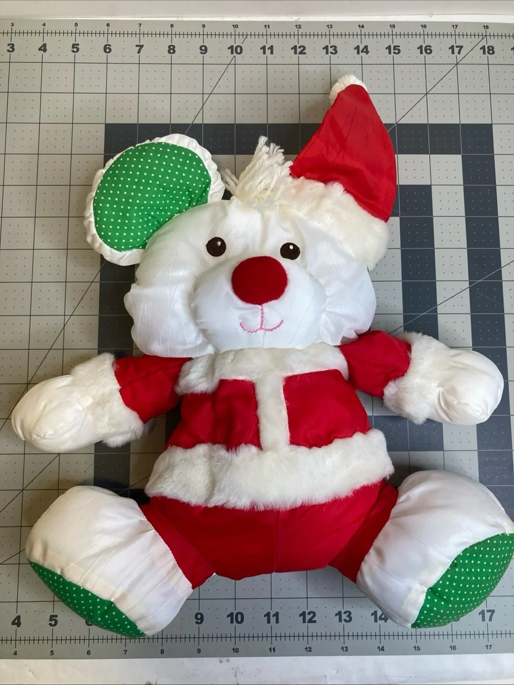 Vintage Fisher Price Baby Puffalump Christmas Bear Mouse Plush Toy 1992